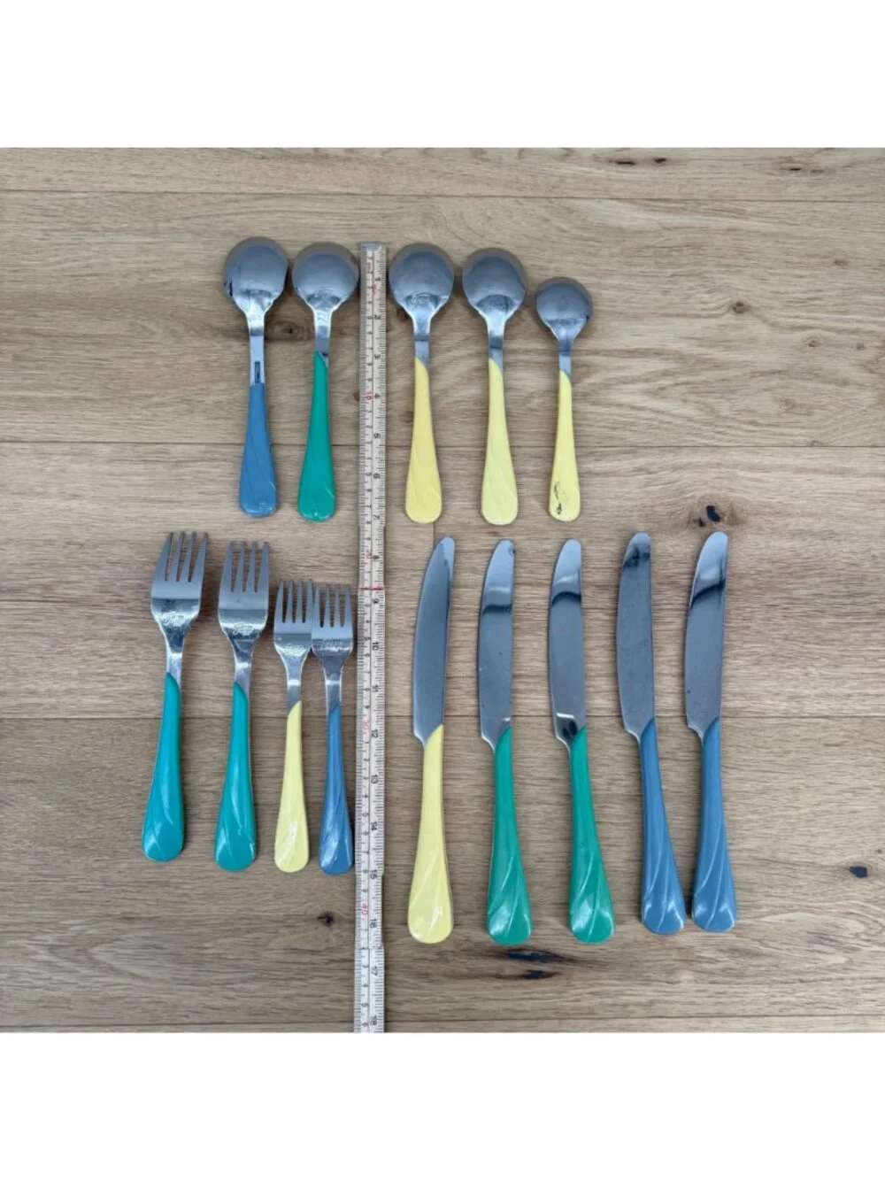 Fiesta Homer Laughlin Swirl Stainless Silverware Flatware Place Settings 14 LOT
